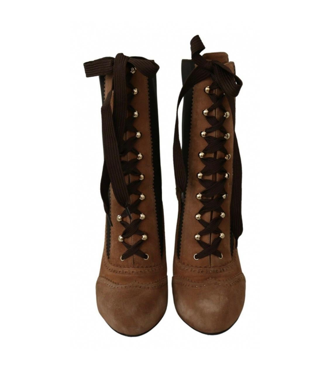 Nero Dolce & Gabbana, scarpe con stivali in pelle marrone in vendita