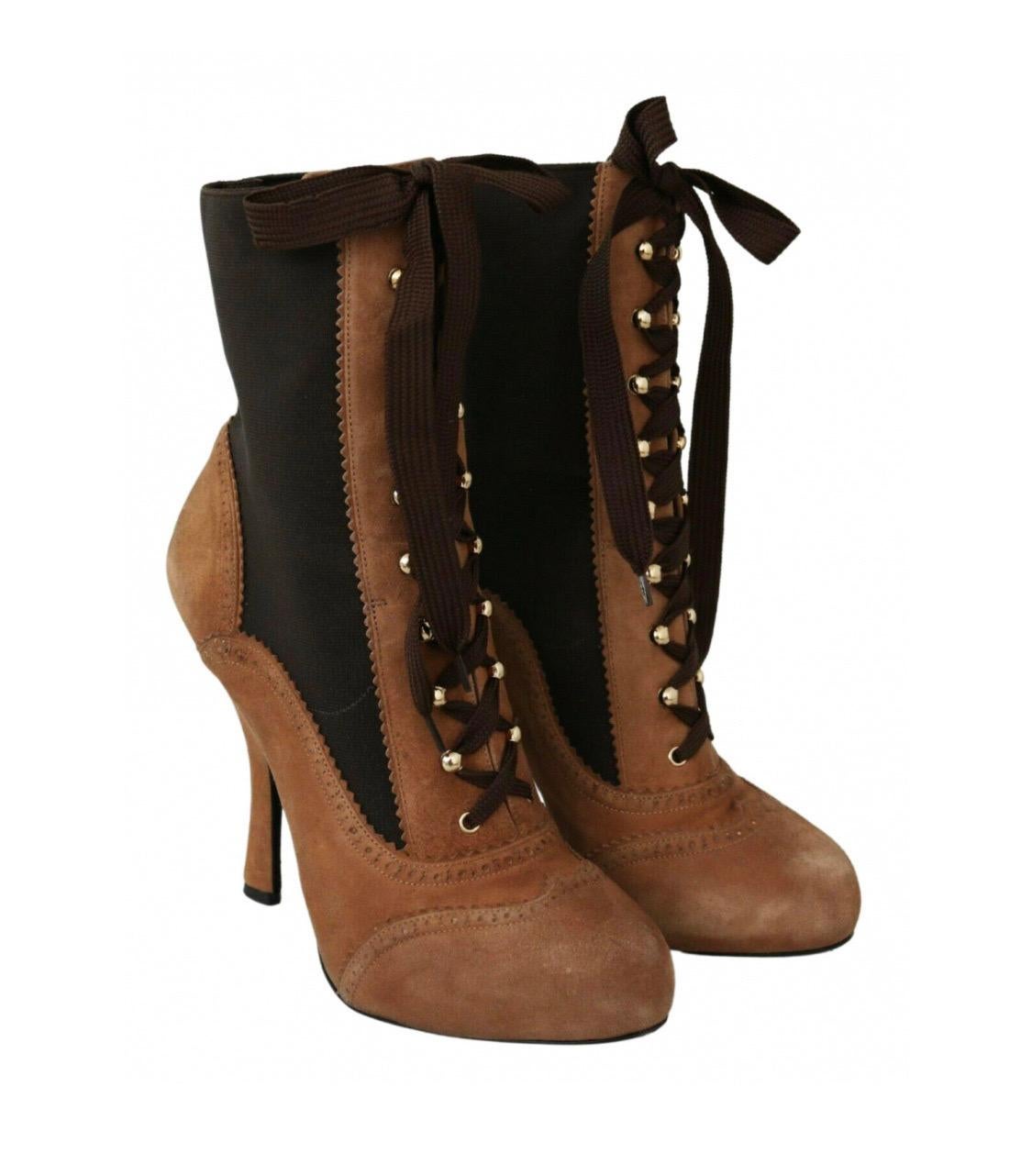 Dolce & Gabbana, scarpe con stivali in pelle marrone in vendita 2