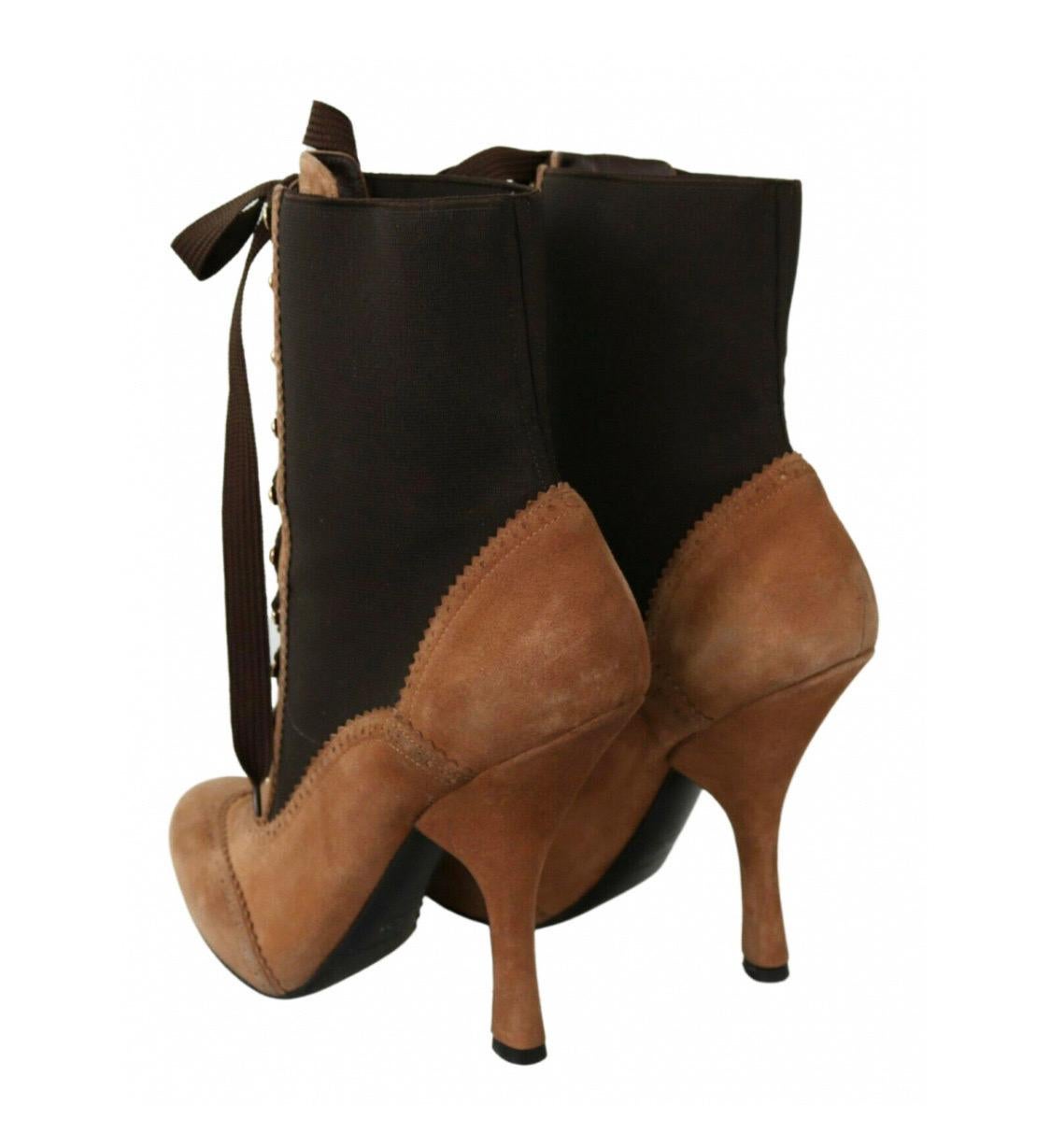 Dolce & Gabbana, scarpe con stivali in pelle marrone in vendita 3