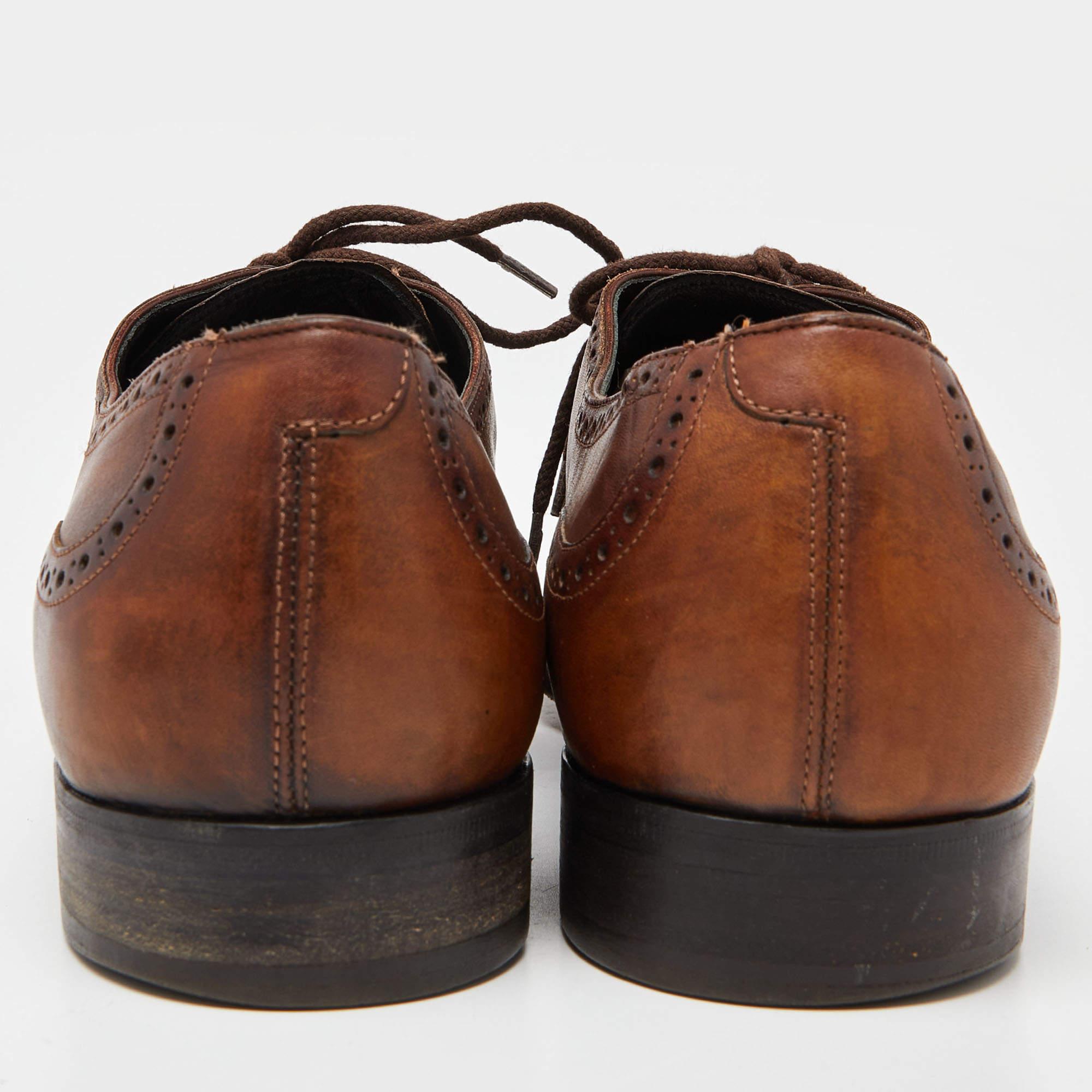Dolce & Gabbana Brown Leather Brogue Lace Up Oxford Size 43 For Sale 2
