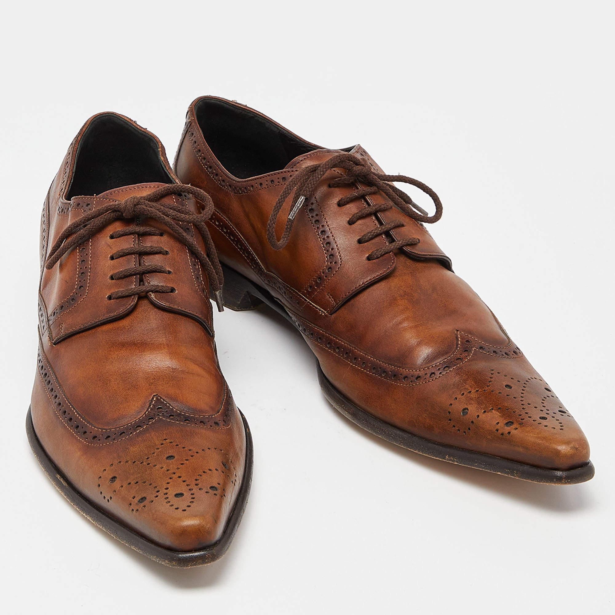 Dolce & Gabbana Brown Leather Brogue Lace Up Oxford Size 43 For Sale 3
