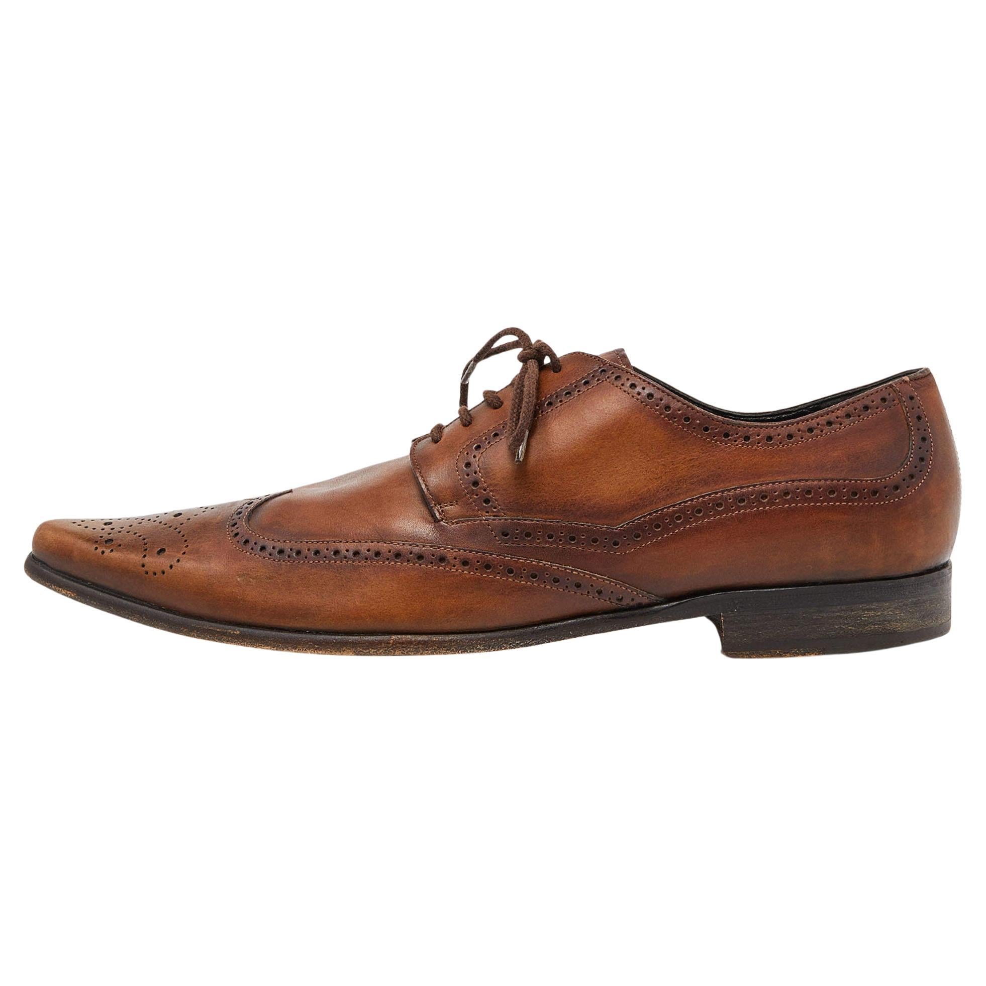 Dolce & Gabbana Brown Leather Brogue Lace Up Oxford Size 43 For Sale