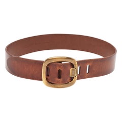 Used Dolce & Gabbana Brown Leather Buckle Belt 75CM