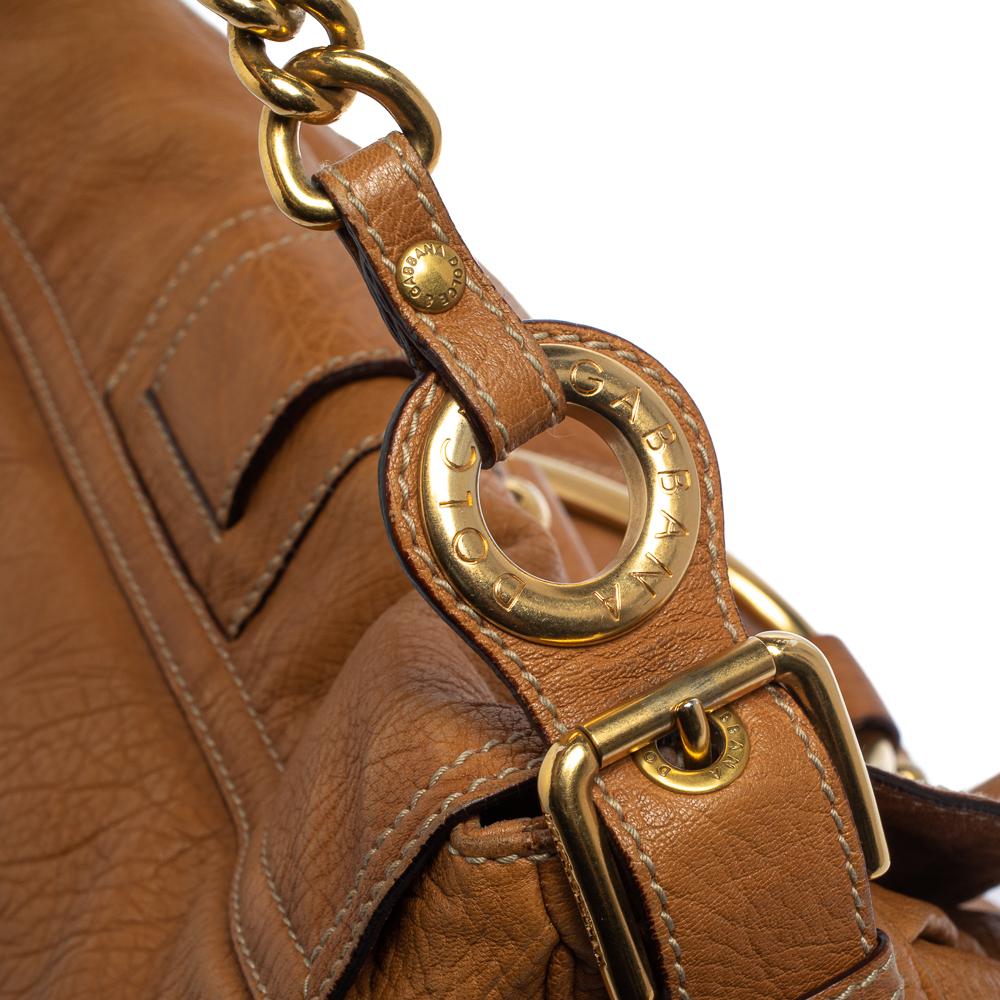 Dolce & Gabbana: borsa in pelle marrone con anello a D. 5