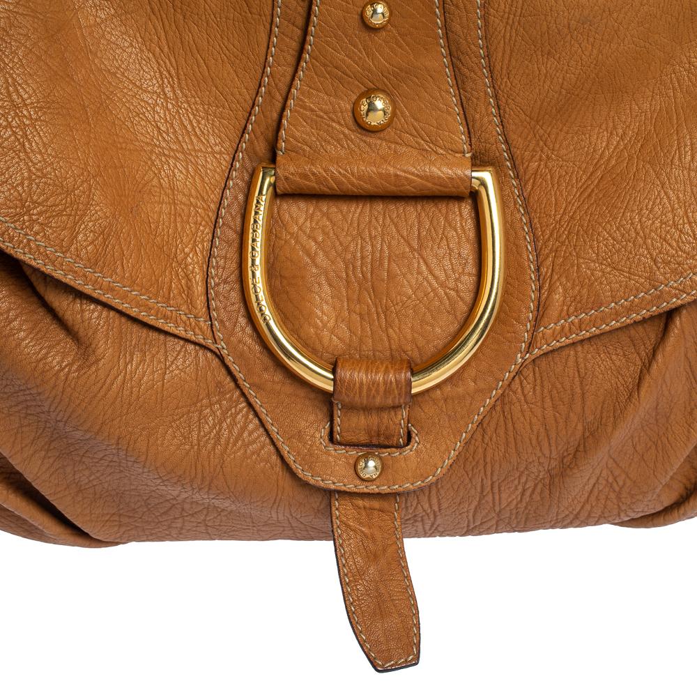 Dolce & Gabbana Brown Leather D-Ring Hobo For Sale 8
