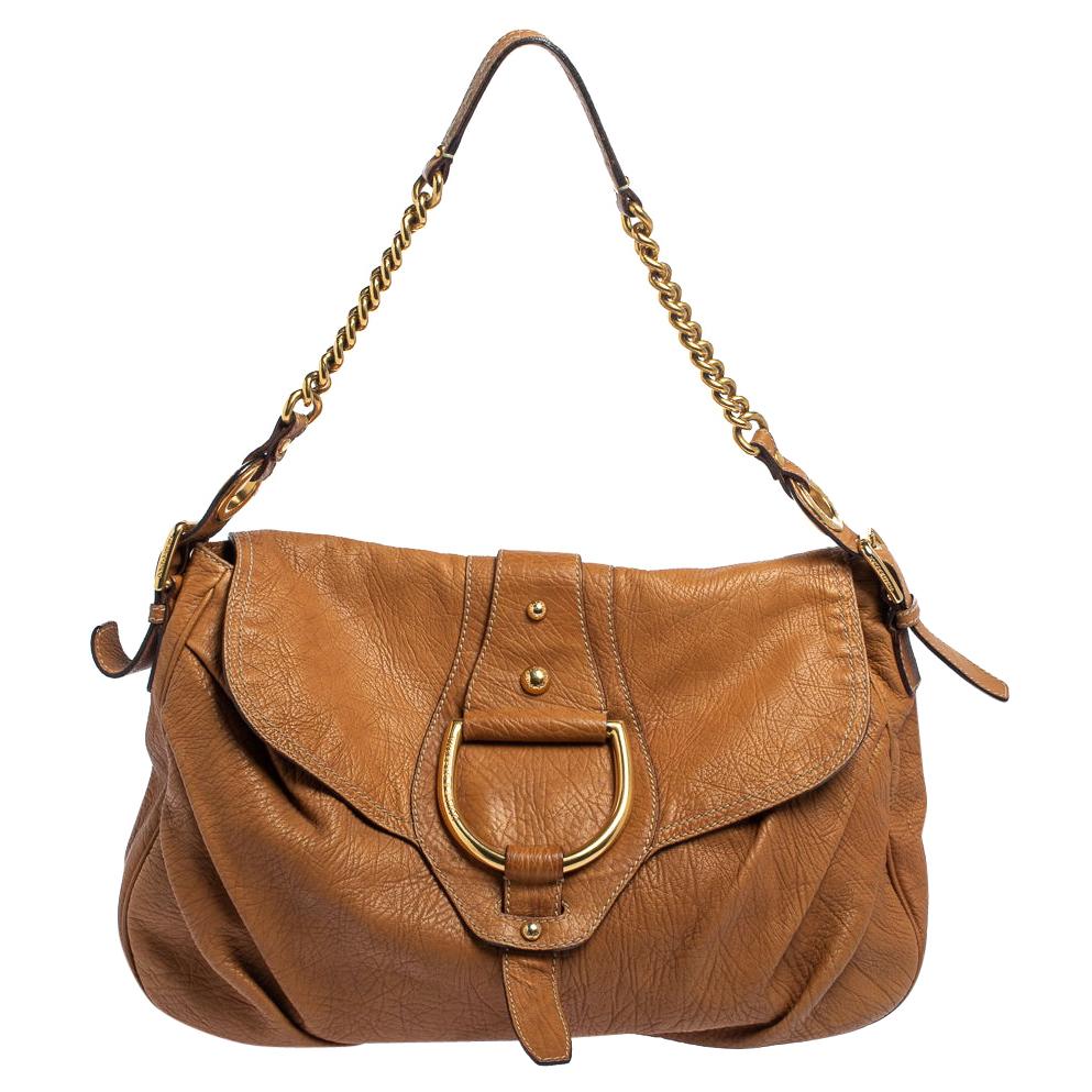 Dolce & Gabbana Brown Leather D-Ring Hobo For Sale