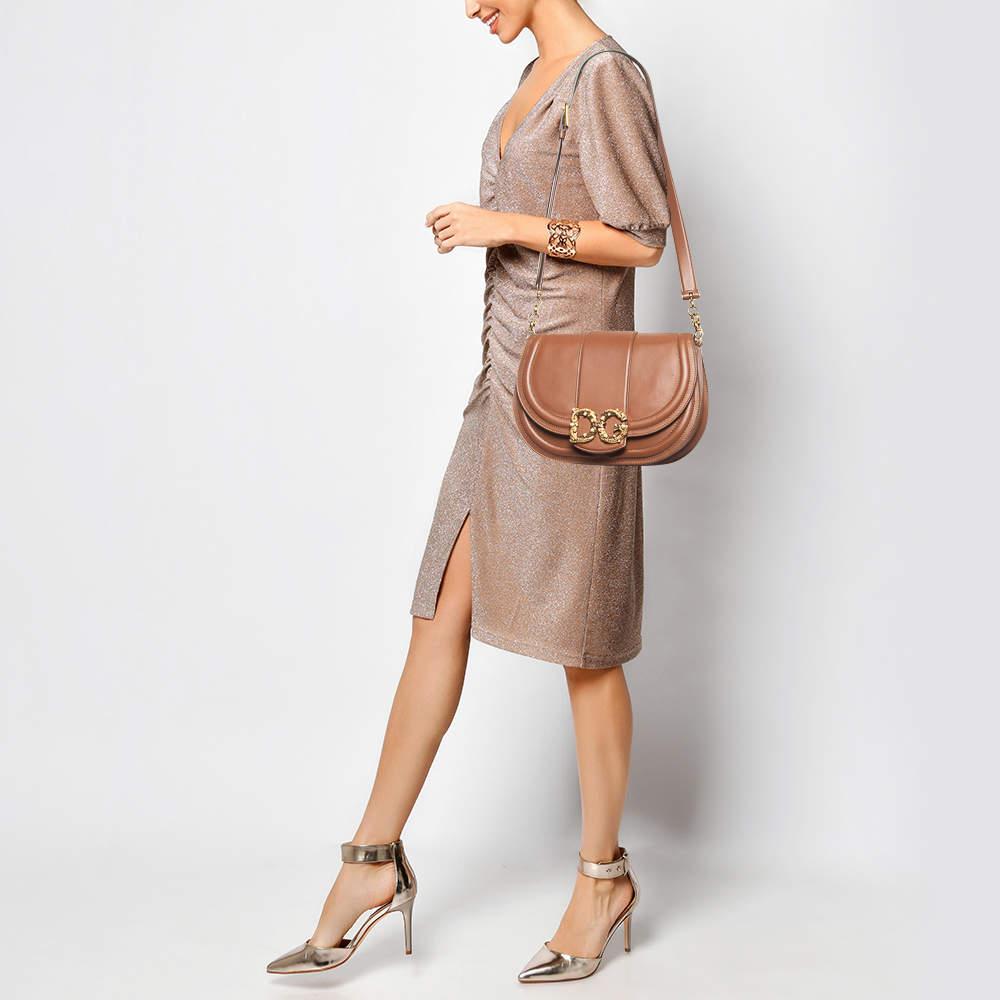 Dolce & Gabbana Brown Leather DG Amore Shoulder Bag 6