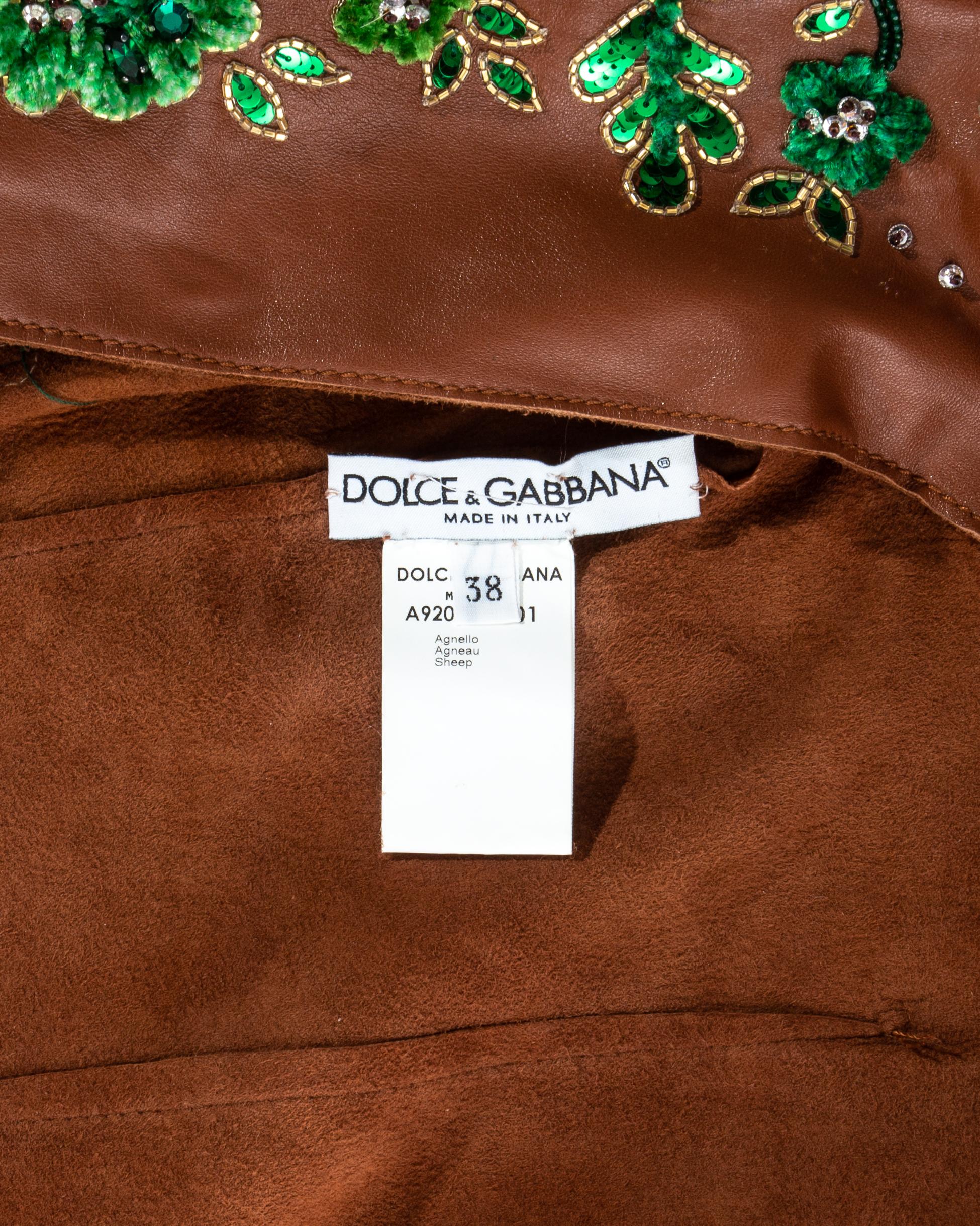 Dolce & Gabbana brown leather embellished blouse, ss 2001 For Sale 1