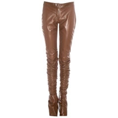 Dolce & Gabbana brown leather extra long skinny pants, fw 2001