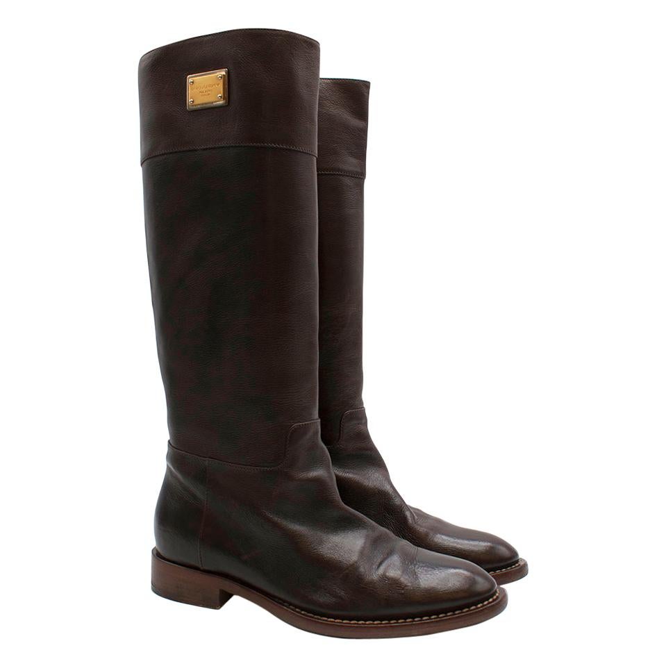 Dolce & Gabbana Brown Leather High Boots SIZE 37.5