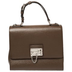 Dolce & Gabbana Brown Leather Medium Miss Monica Top Handle Bag
