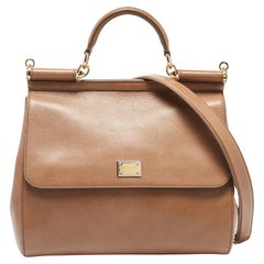 Dolce & Gabbana Brown Leather Medium Miss Sicily Satchel