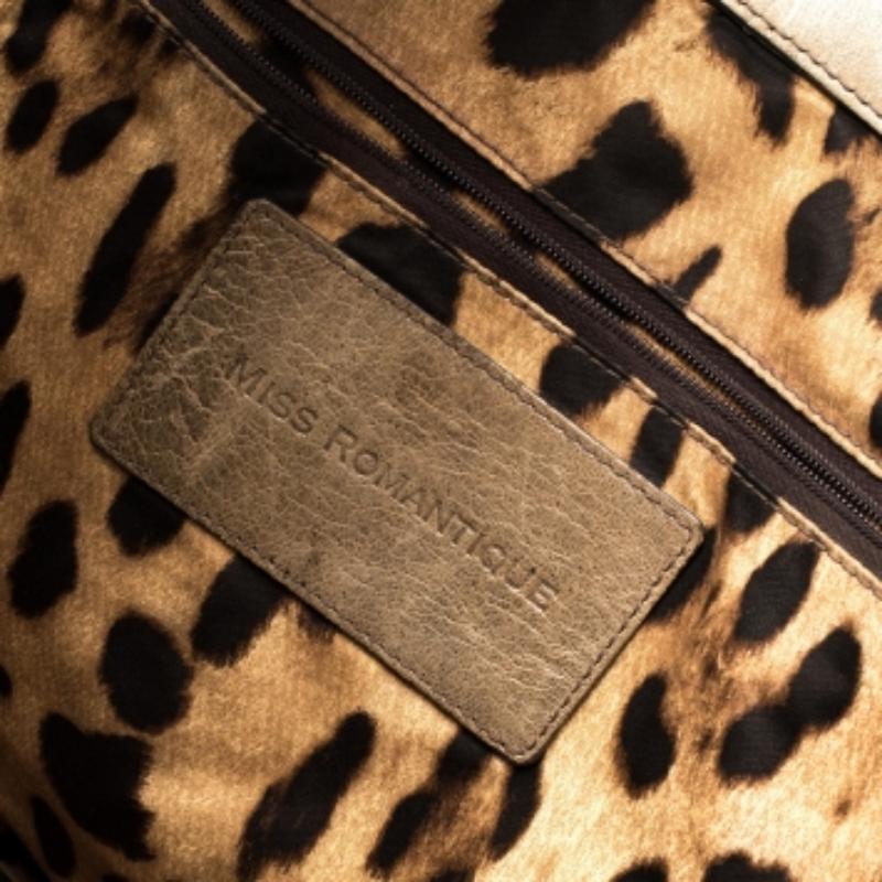Dolce & Gabbana Brown Leather Miss Romantique Frame Satchel For Sale 1