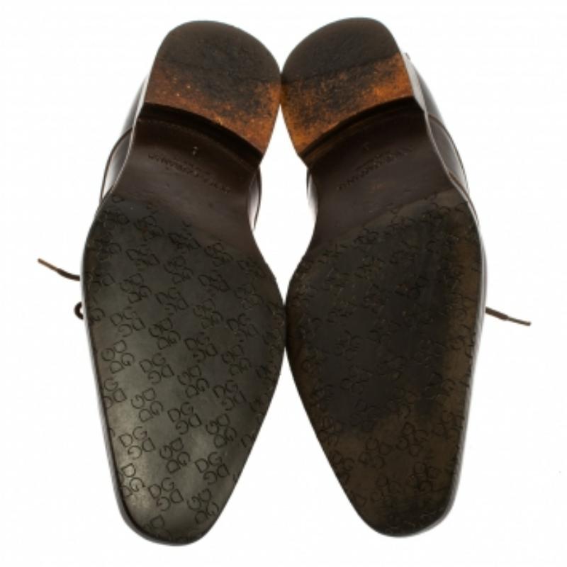 Black Dolce & Gabbana Brown Leather Oxford  Size 40 For Sale