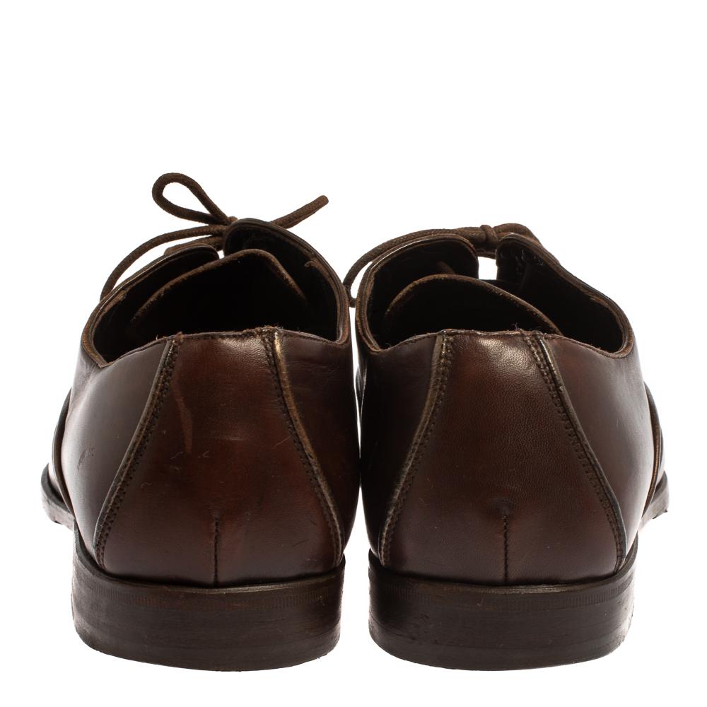Dolce & Gabbana Brown Leather Oxford Size 40 In Good Condition For Sale In Dubai, Al Qouz 2