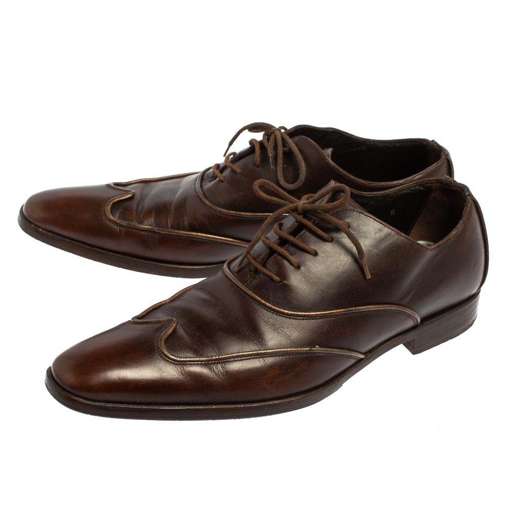 Men's Dolce & Gabbana Brown Leather Oxford Size 40 For Sale