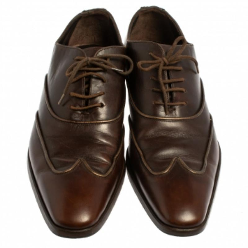 Dolce & Gabbana Brown Leather Oxford  Size 40 For Sale 1