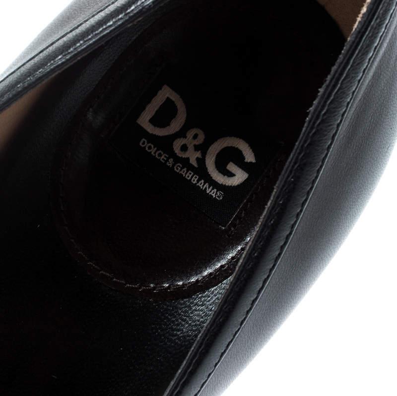 Dolce & Gabbana Brown Leather Peep Toe Pumps Size 40 For Sale 1