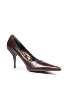 Dolce & Gabbana Brown Leather Pointed-Toe Pumps Size IT 40