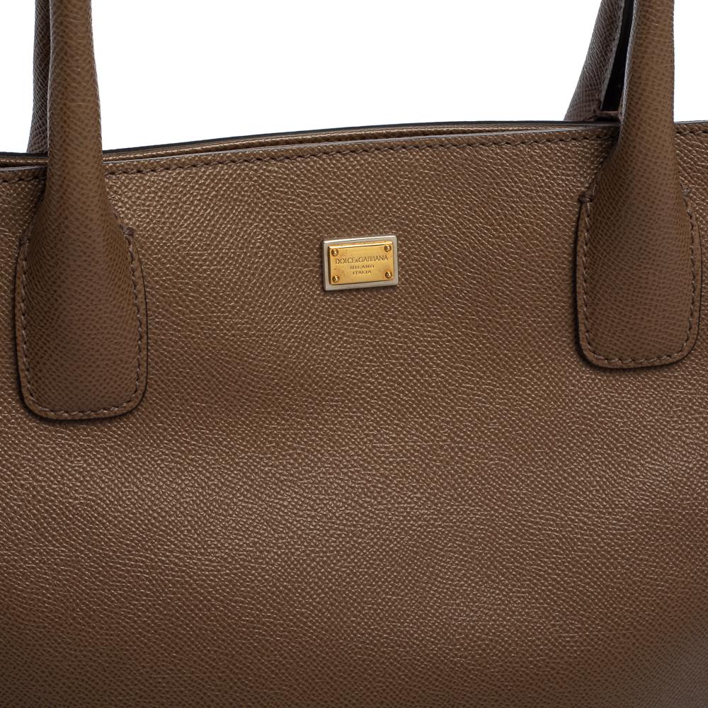 Dolce & Gabbana Brown Leather Shopper Tote 6