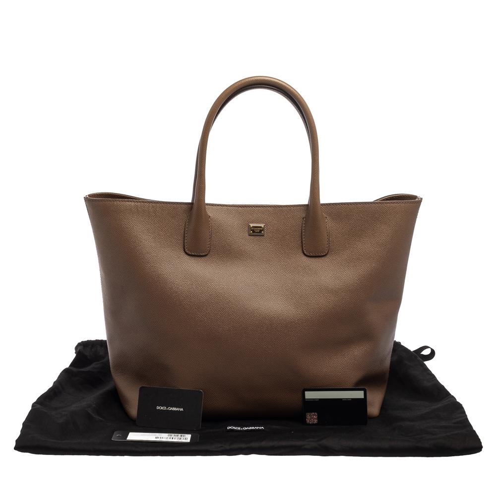 Dolce & Gabbana Brown Leather Shopper Tote 9