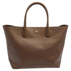 Dolce & Gabbana Brown Leather Shopper Tote