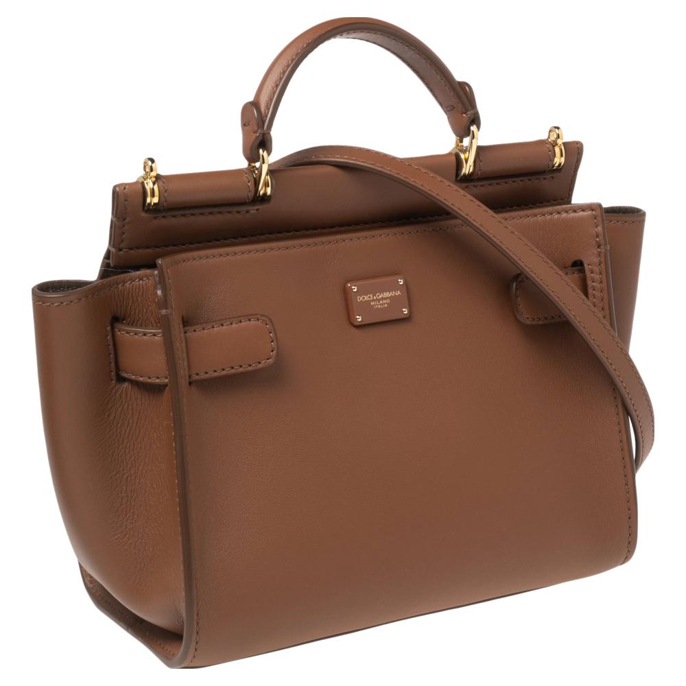 Women's Dolce & Gabbana Brown Leather Sicily 62 Tote