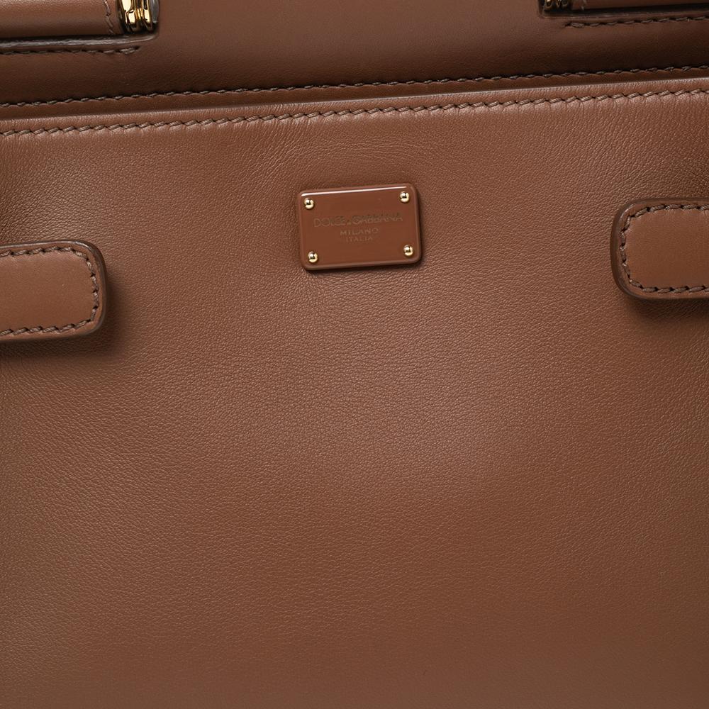 Dolce & Gabbana Brown Leather Sicily 62 Tote 2