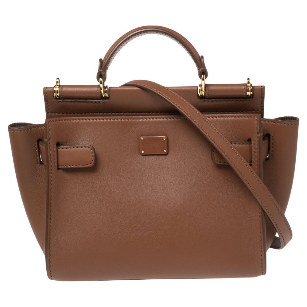 Dolce & Gabbana Brown Leather Sicily 62 Tote