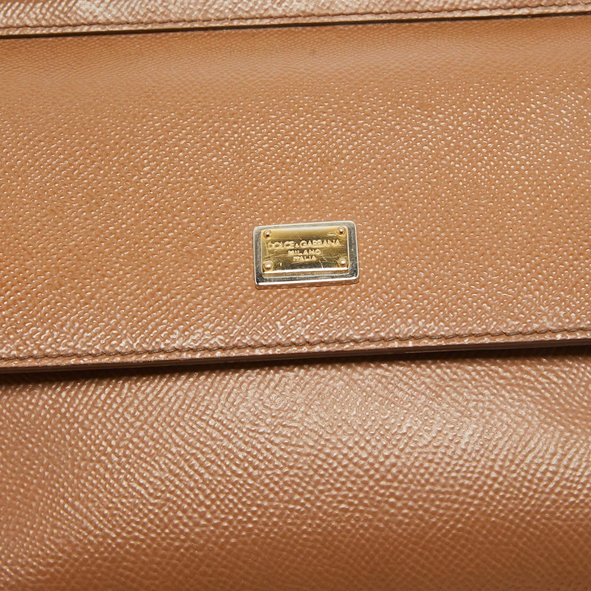 Dolce & Gabbana Brown Leather Small Miss Sicily Top Handle Bag 9