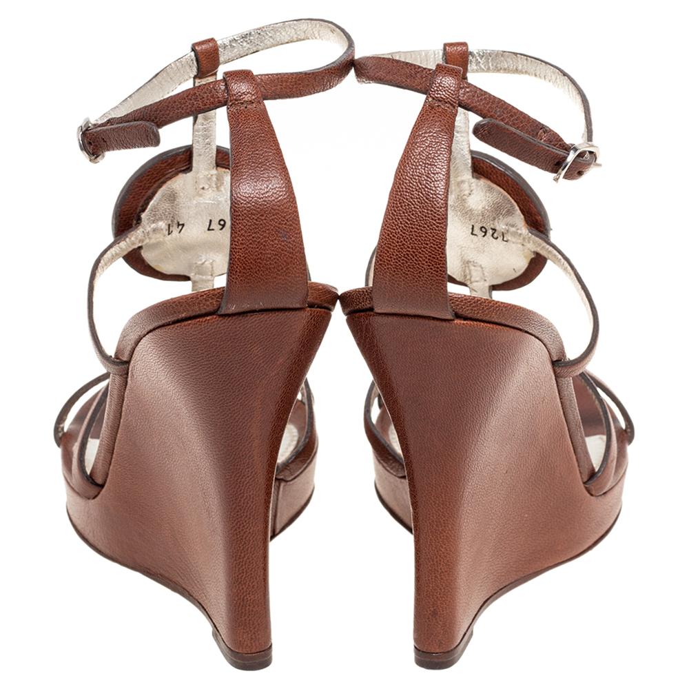brown strappy wedge heels