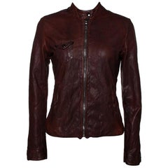 Dolce & Gabbana Brown Leather Zip Front Jacket S