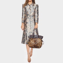 Dolce & Gabbana Brown Leopard Calf Hair and Leather Drawstring Hobo