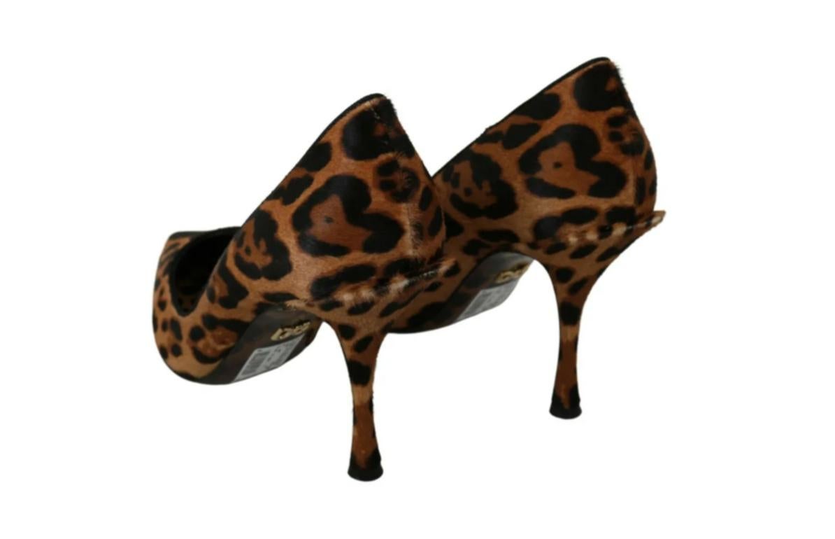 Women's Dolce & Gabbana Brown Leopard High Heels Pumps Shoes Pony Hair Leather For Sale
