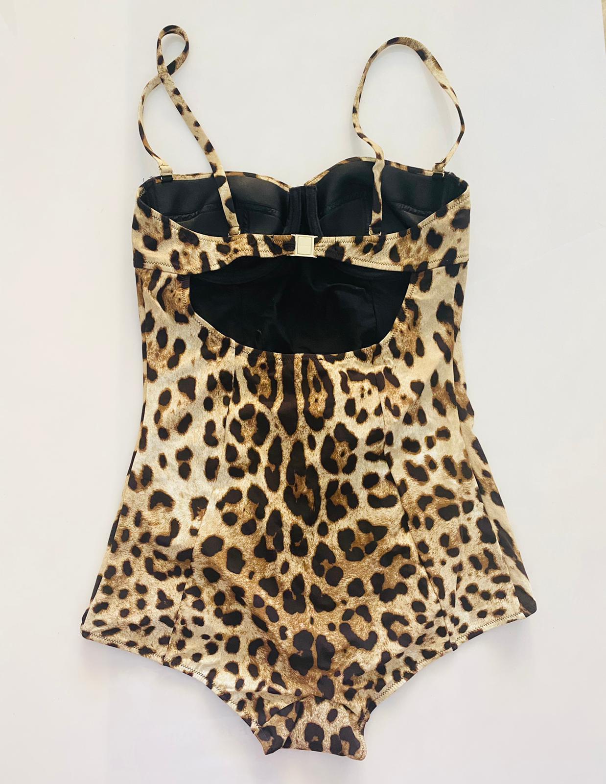 Dolce & Gabbana Brown Leopard One-piece Full Swimsuit Swimwear Beachwear Bikini 2