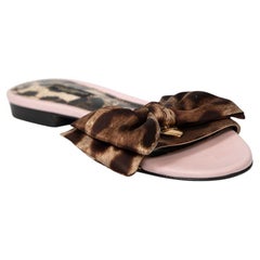 Dolce & Gabbana Chaussons à nœud en léopard marron Taille IT 38