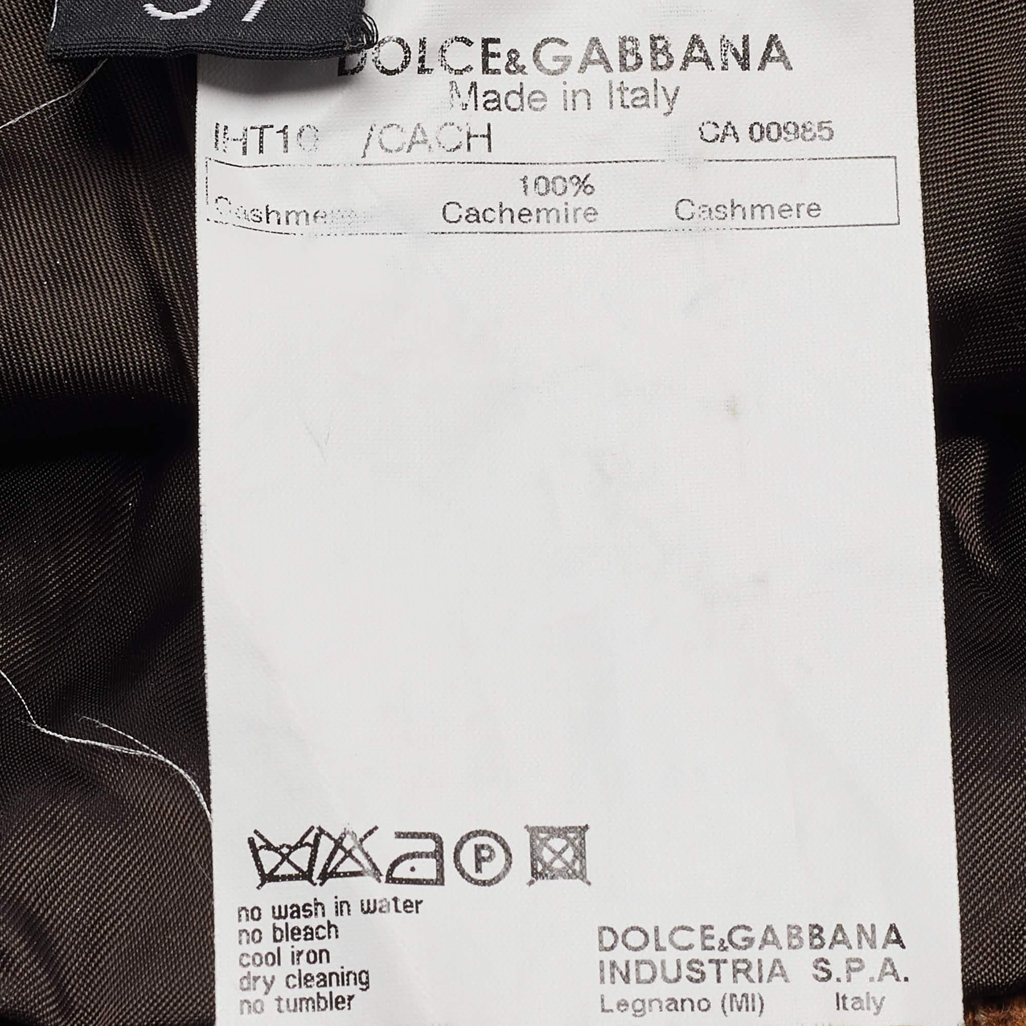 Marrone Dolce & Gabbana Cappello in cashmere con motivo leopardato taglia 57 in vendita