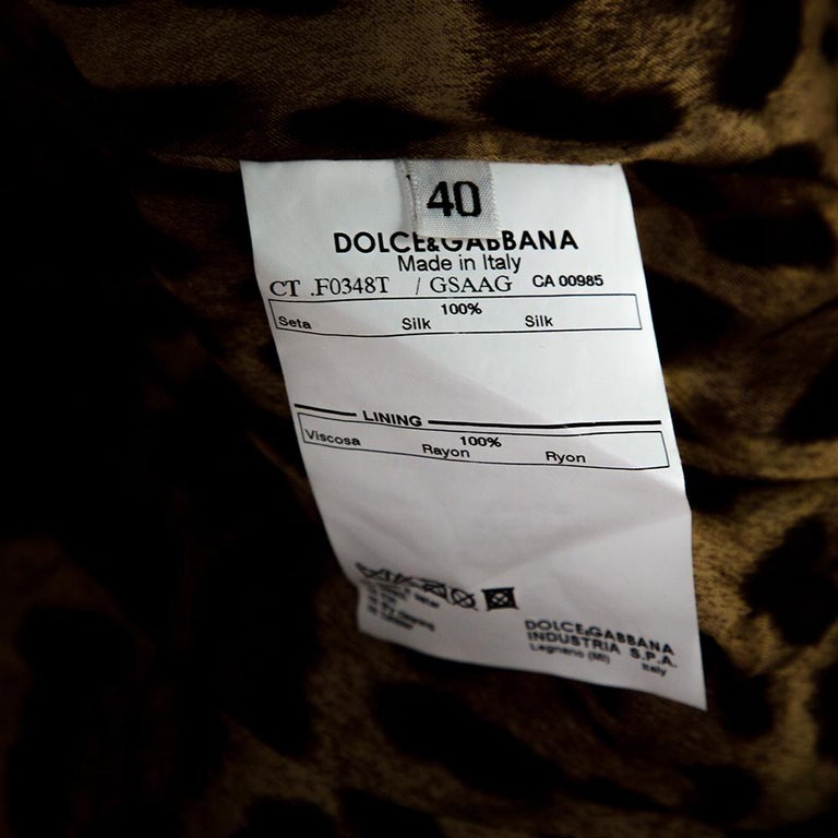 Dolce and Gabbana Brown Leopard Print Belted Trench Coat S For Sale at ...