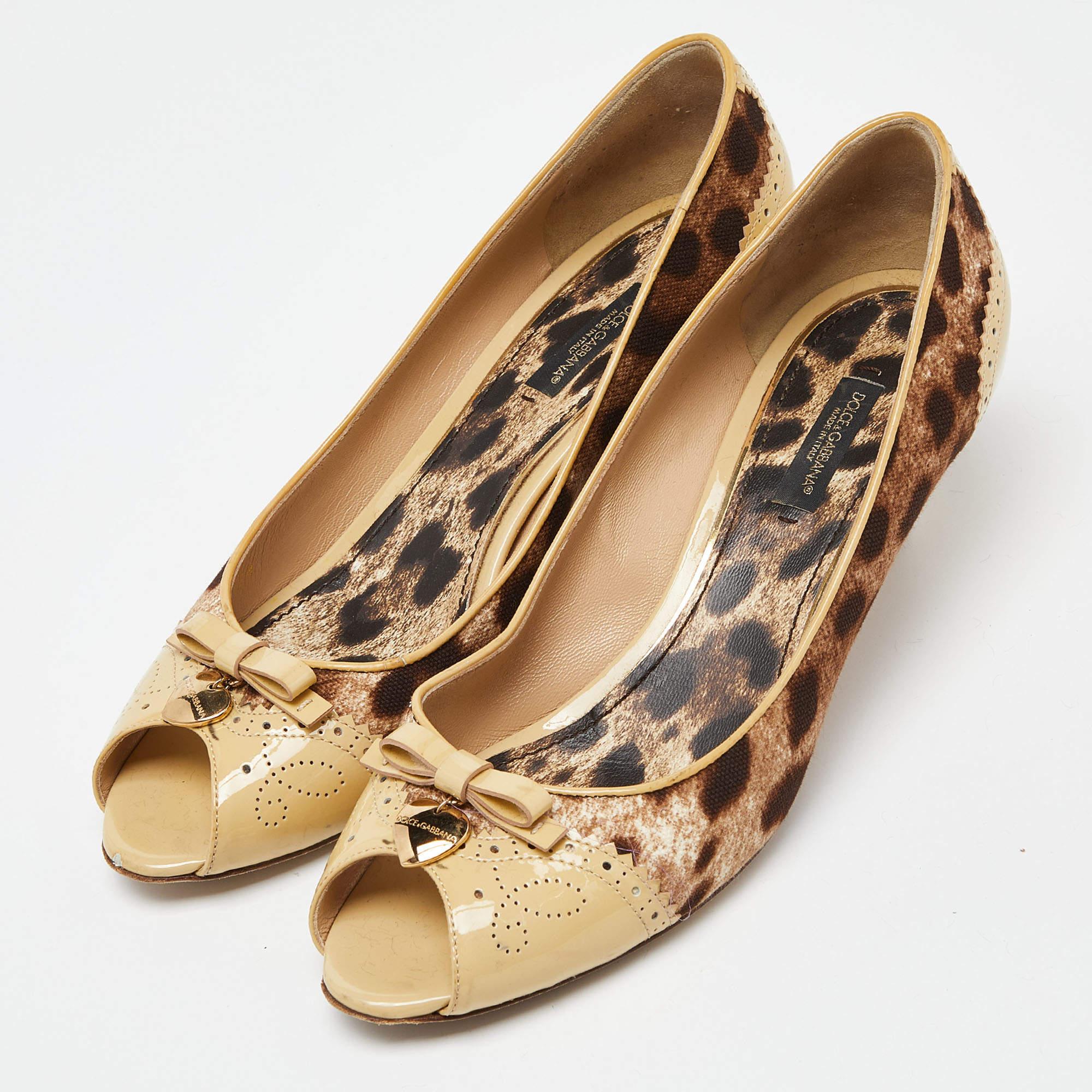 Know to create stylish sophisticated and timeless designs Dolce and Gabbana is a brand worth investing in. These heeled pumps are made using leopard print canvas and come with peep toes. Style them with your LBD
