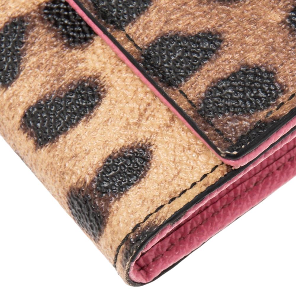 Dolce & Gabbana Brown Leopard Print Coated Canvas Flap Continental Wallet 1