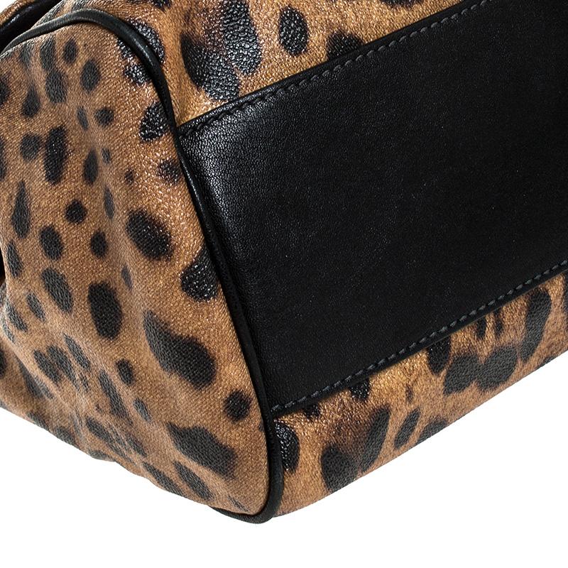 Dolce & Gabbana Brown Leopard Print Coated Canvas Miss Sicily Top Handle Bag 2