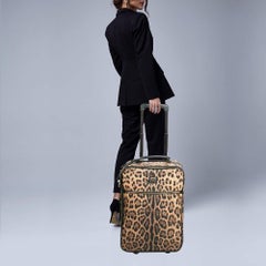 Dolce & Gabbana Brown Leopard Print Coated Canvas Trolley Luggage