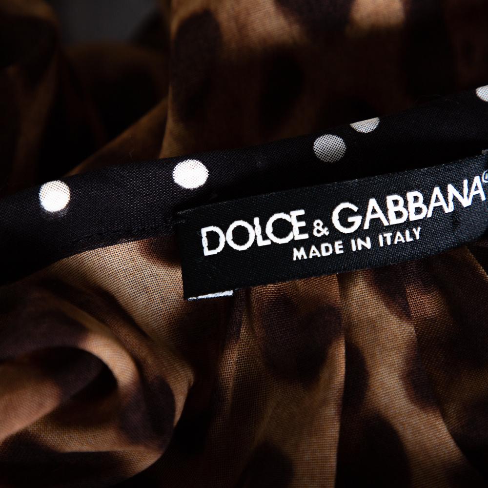 Dolce & Gabbana Brown Leopard Print Cotton Kaftan Dress L 1