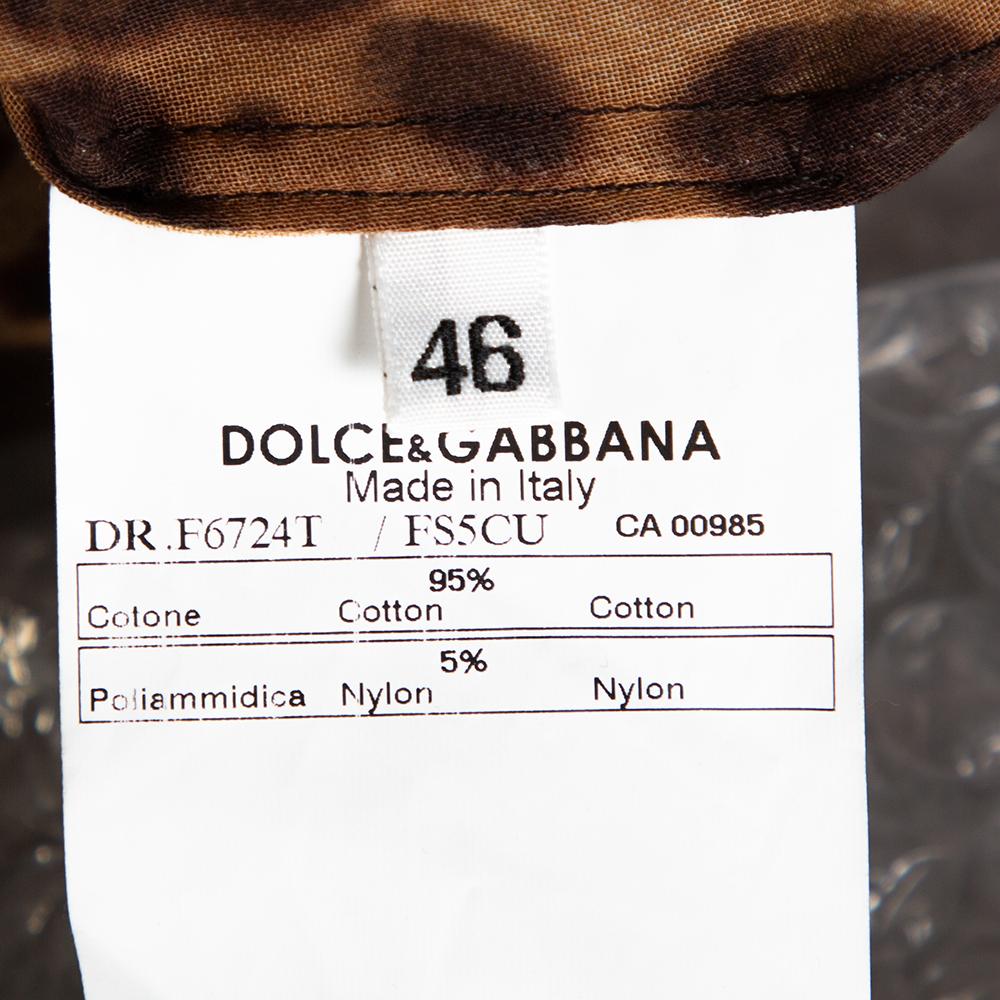 Dolce & Gabbana Brown Leopard Print Cotton Kaftan Dress L 2