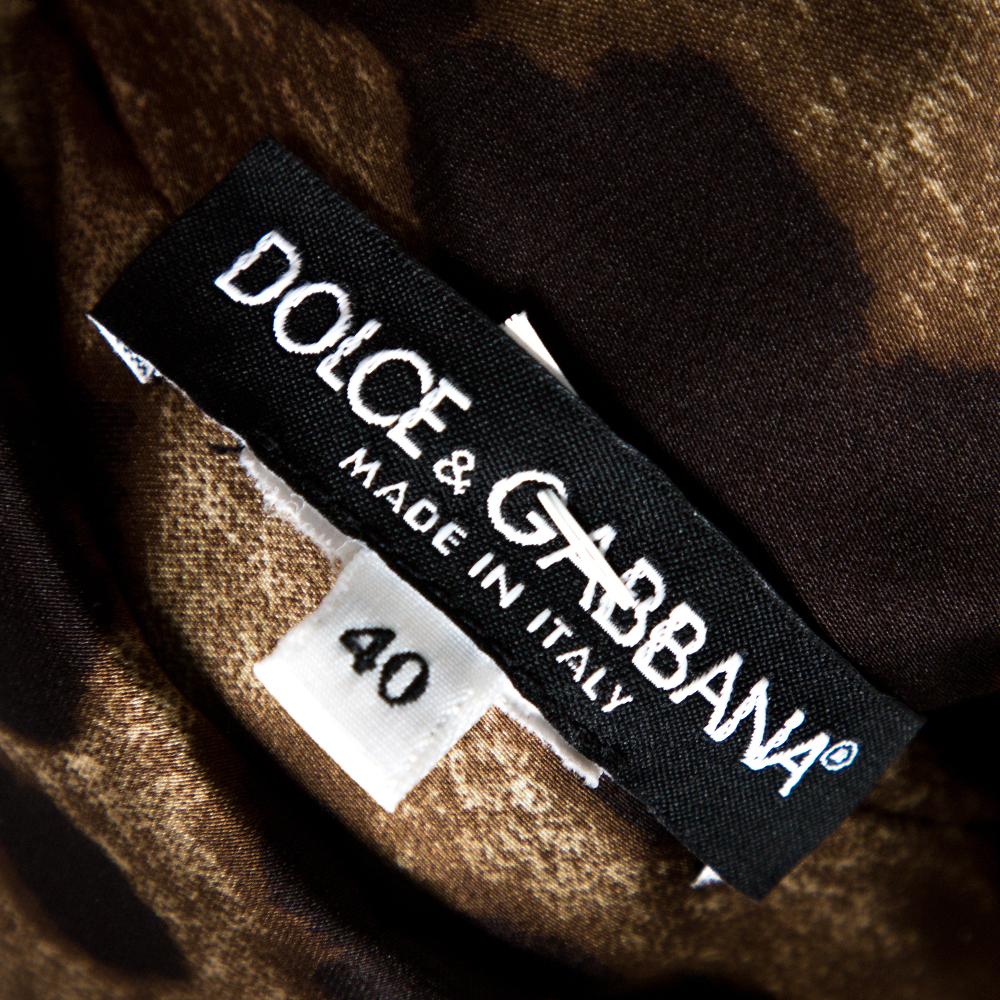 Women's Dolce & Gabbana Brown Leopard Print Crepe Sheath Dress S