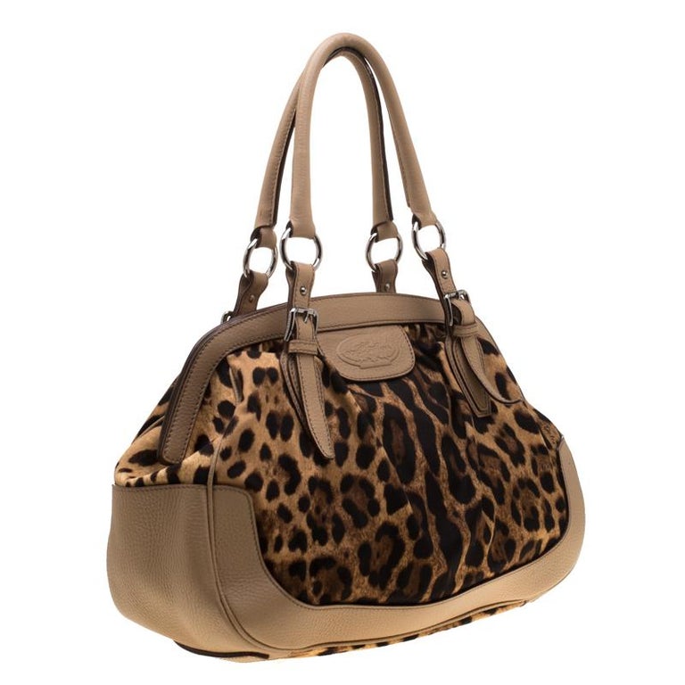 Dolce and Gabbana Brown Leopard Print Fabric and Leather Animalier ...