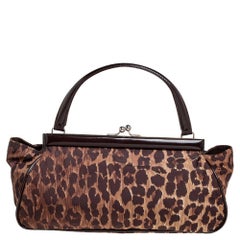 Dolce & Gabbana Brown Leopard Print Fabric Clutch