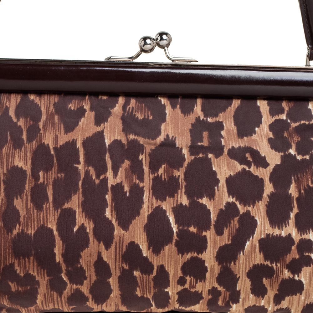 Dolce & Gabbana Brown Leopard Print Fabric Clutch 1