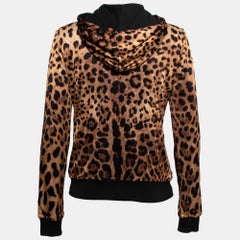 Dolce & Gabbana Brown Leopard Print Jersey Hoodie S