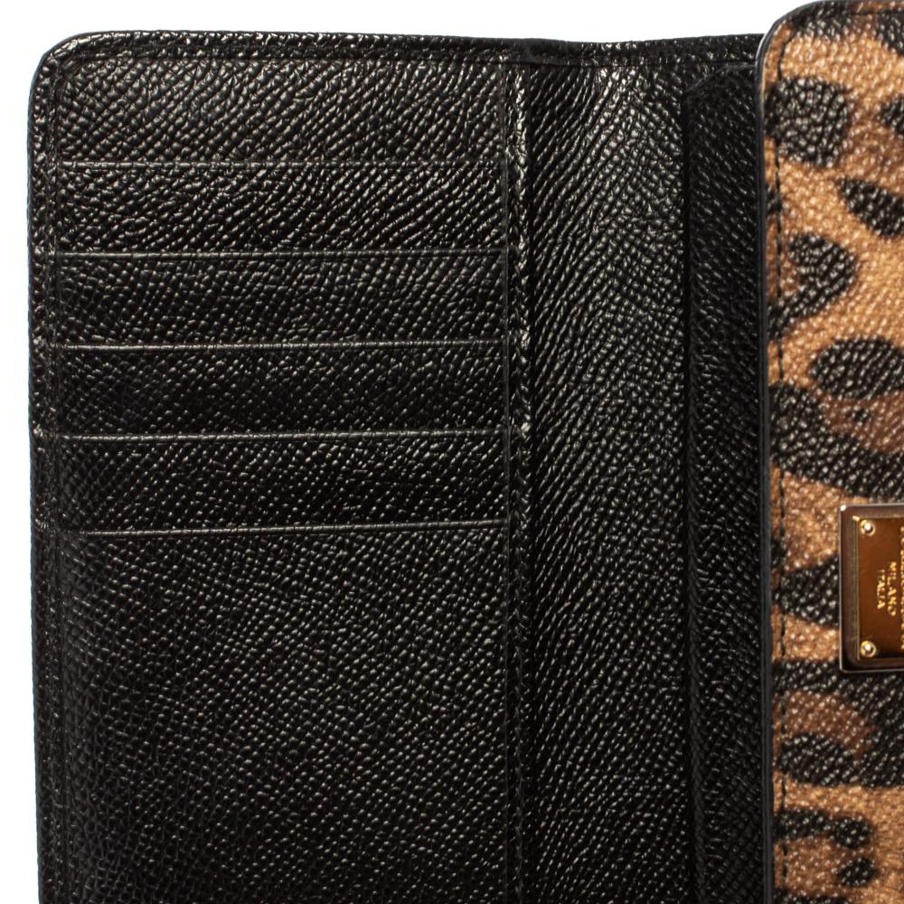 Dolce & Gabbana Brown Leopard Print Leather Miss Sicily Von Wallet on Chain 5